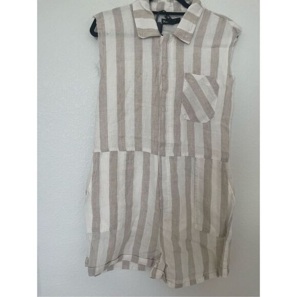 NWT - Blank NYC Striped Linen Romper In Changing Lanes - Picture 3 of 9